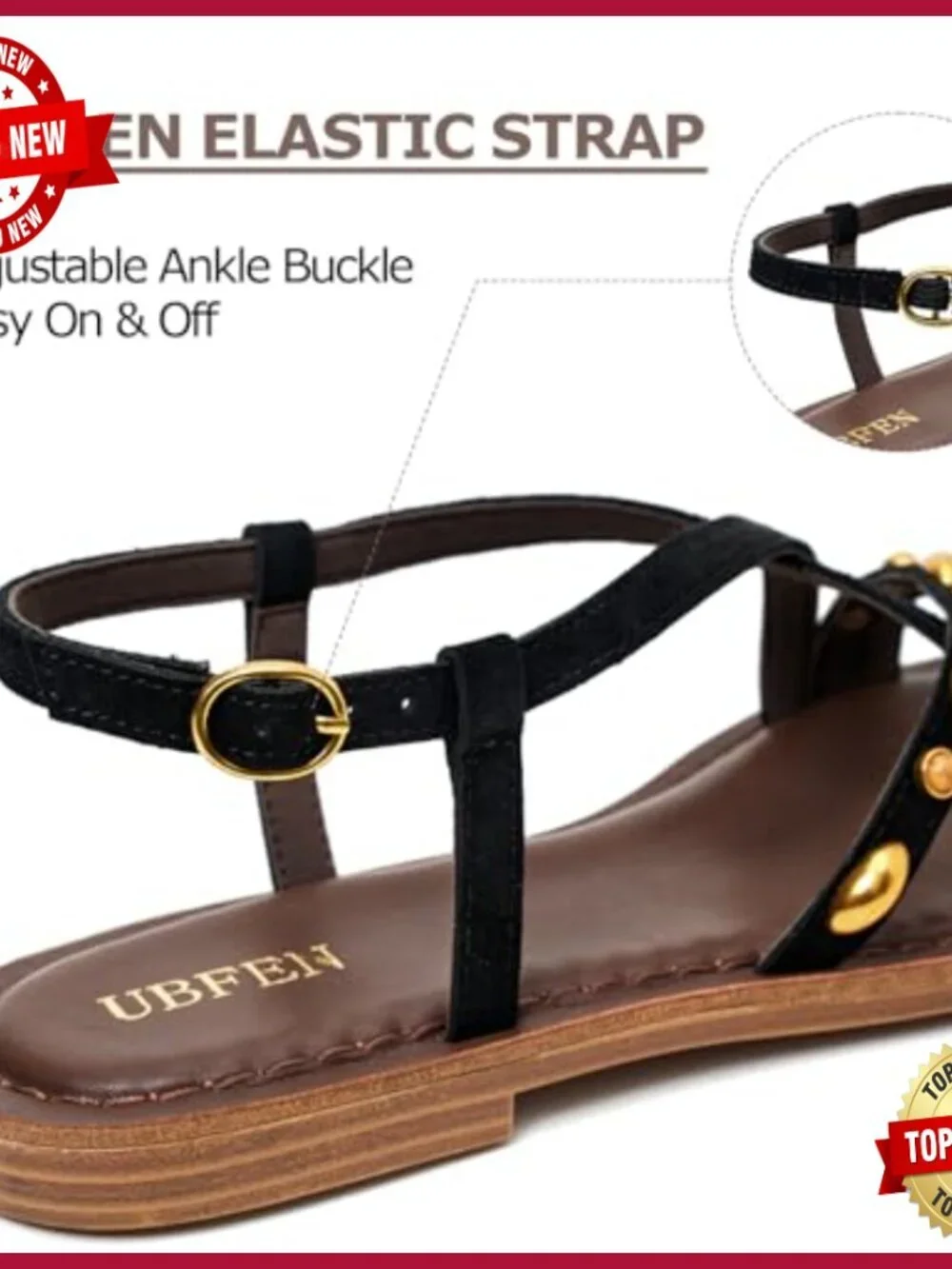 Women's Flat Fisherman Sandals with Toe Ring Adjustable Ankle Buckle